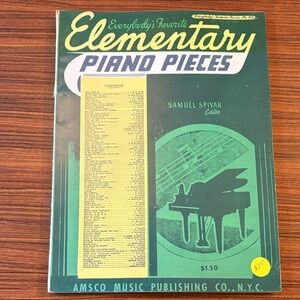 Elementary Piano Pieces - Vintage Music Book (Green & Yellow)
